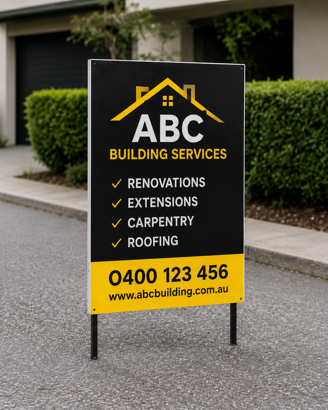 Business advertising corflute sign for local promotion