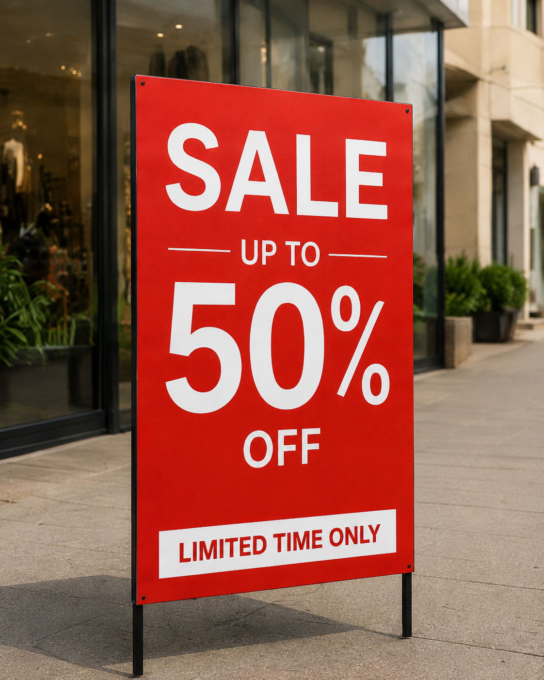 Retail sale corflute sign for a shop promotion